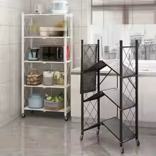 Heavy-Duty Iron Storage Shelf with Rolling Shelves