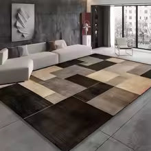 Modern Black Brown Geometry Carpet Living Room