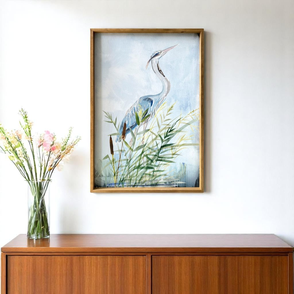 Stunning Heron Wooden Framed Canvas Wall Art Picture Frame Graphic Art Wall Art