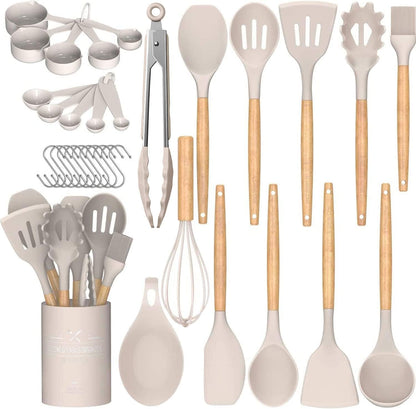 33 pcs Non-Stick Silicone Cooking Kitchen Utensils Spatula Set