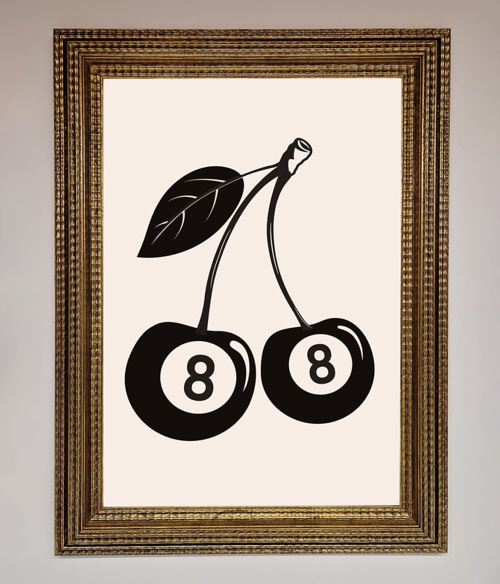 8 Ball Cherries Framed Wall Art