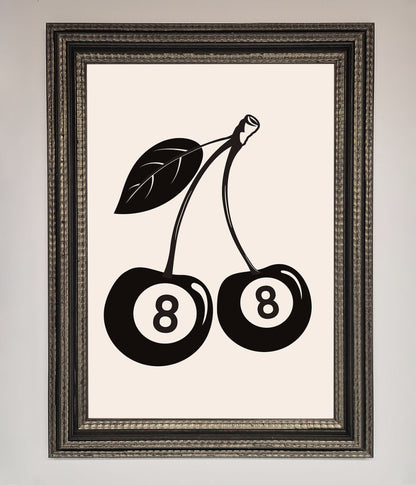 8 Ball Cherries Framed Wall Art