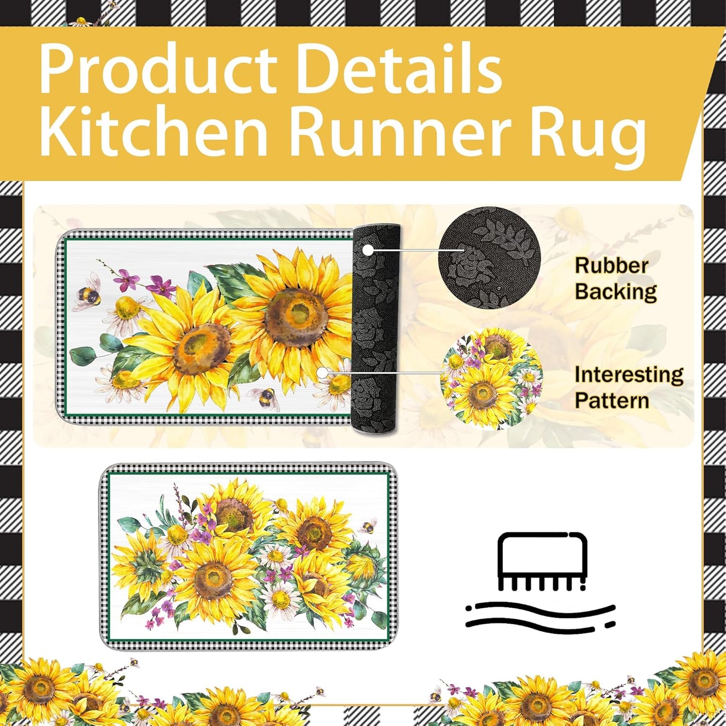 10 Pcs Sunflower Plaid Kitchen Decor and Accessories