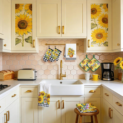 10 Pcs Sunflower Plaid Kitchen Decor and Accessories