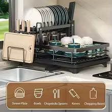 Double-tier extendable dish drainer