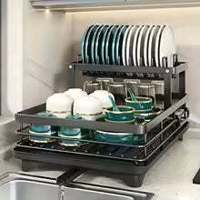 Double-tier extendable dish drainer