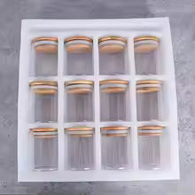 12Pcs Glass Spice Jars with Bamboo Lid
